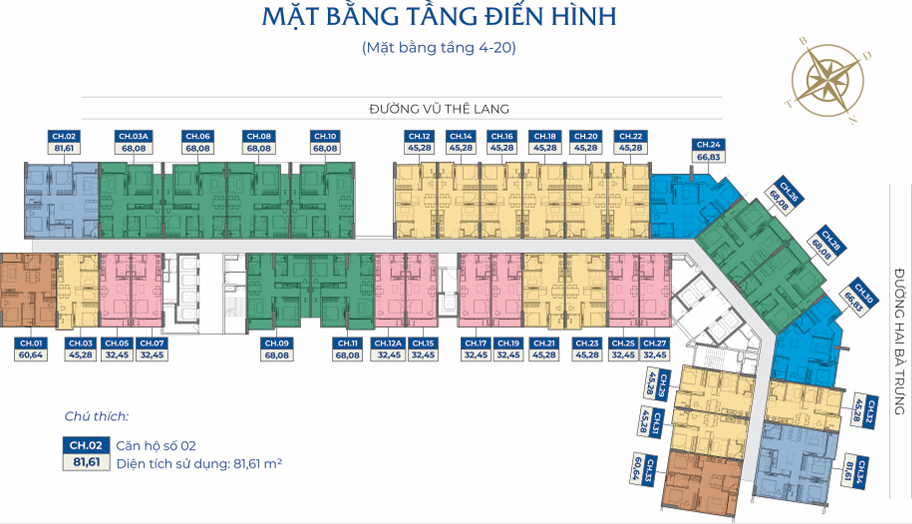 Mặt bằng tầng căn hộ điển hình